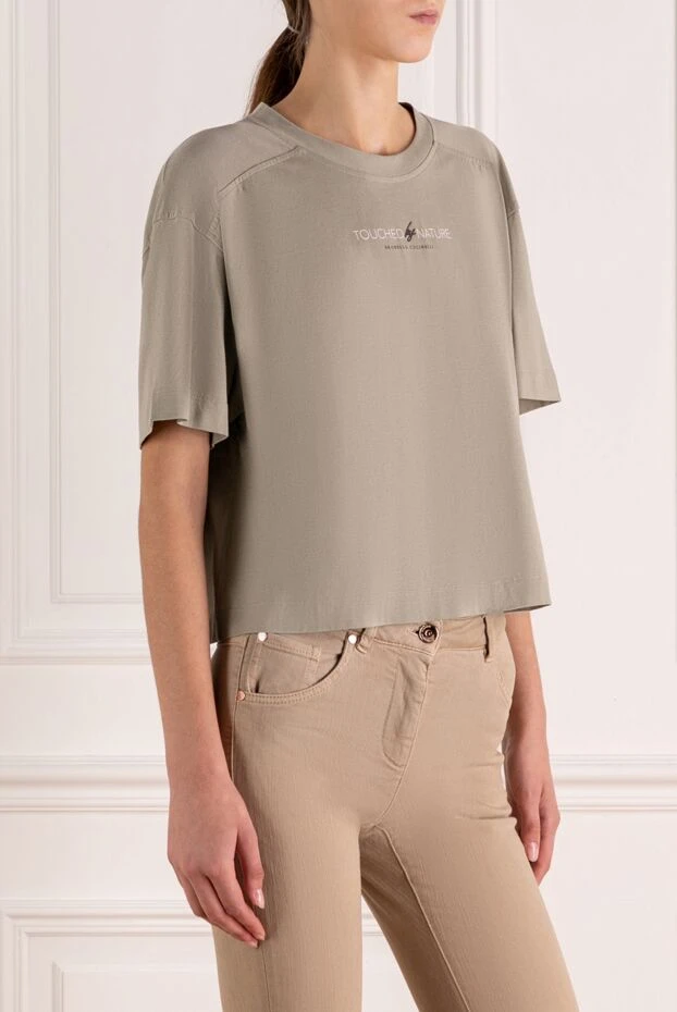 Brunello Cucinelli t-shirt for women beige made of cotton 180348 - photo 3