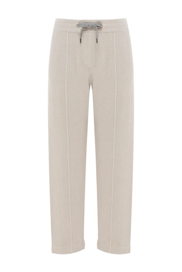 Женские серые трикотажные брюки в технике ребристой вязки - фото 1