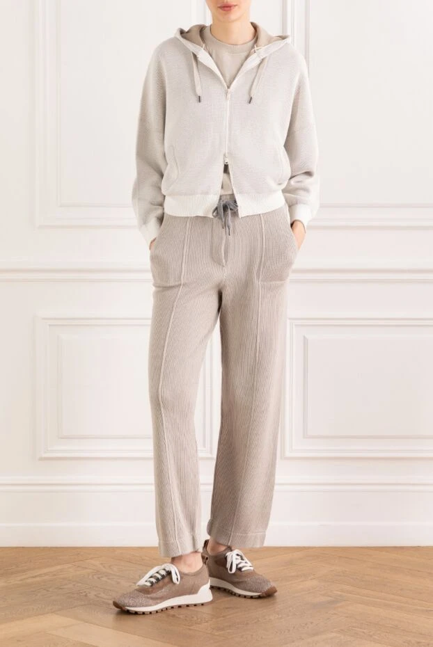 Women's gray ribbed knit trousers - photo 2