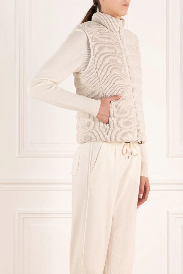 Brunello Cucinelli жылтырақтары бар бежевый түсті әйелдерге арналған мақтадан жасалған мамық жейде 180351 - фото 3