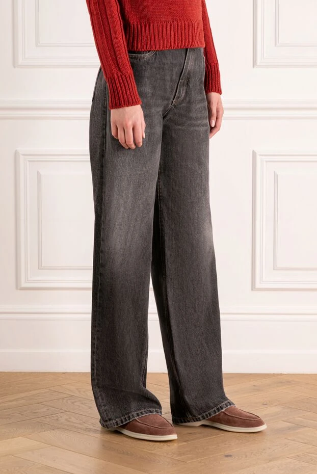 Brunello Cucinelli dark grey jeans made of heavy denim with a vintage effect 180352 - photo 3
