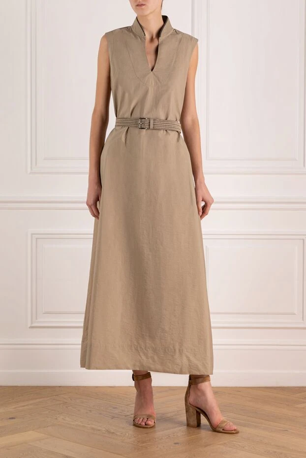 Brunello Cucinelli beige women's dress made of cotton and polyamide 180354 - photo 3