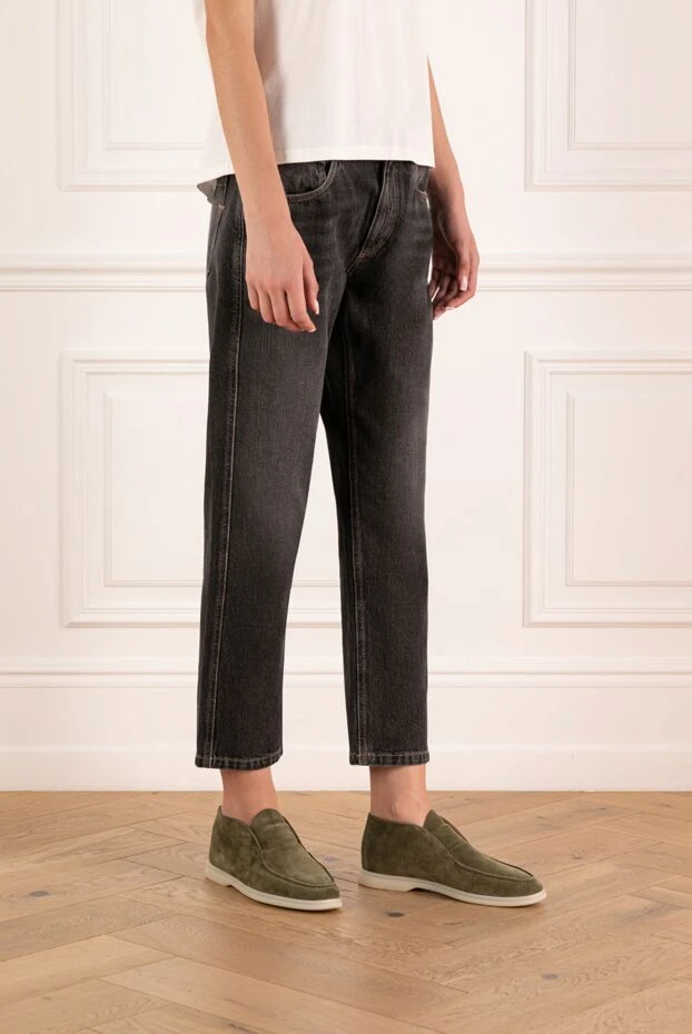 Brunello Cucinelli graphite-colored cotton denim jeans with a faded effect
 180355 - photo 3