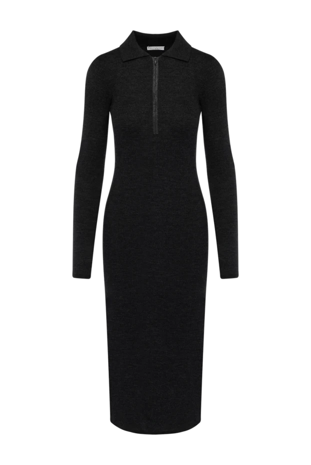 Платье трикотажное женское серое из шерсти и кашемира - фото 1