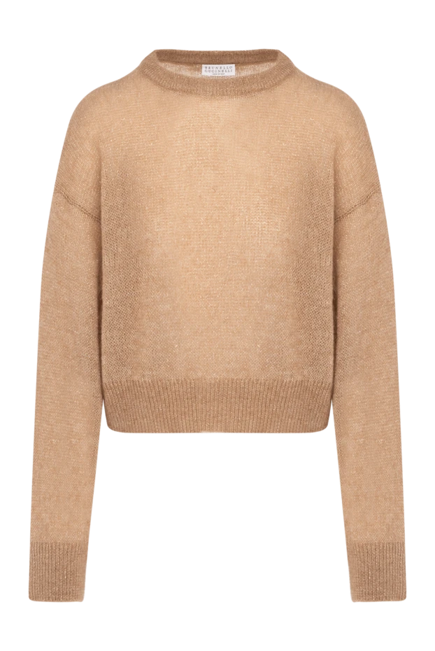 Women's brown cropped jumper with lurex and a soft texture - photo 1