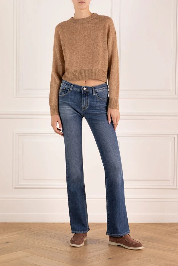 Brunello Cucinelli women's brown cropped jumper with lurex and a soft texture 180381 - photo 2
