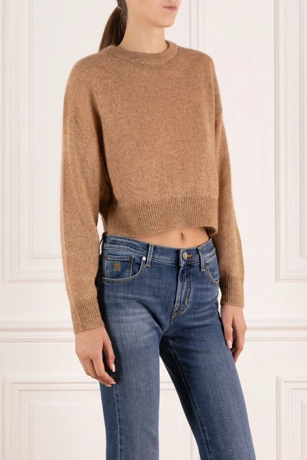 Brunello Cucinelli women's brown cropped jumper with lurex and a soft texture 180381 - photo 3