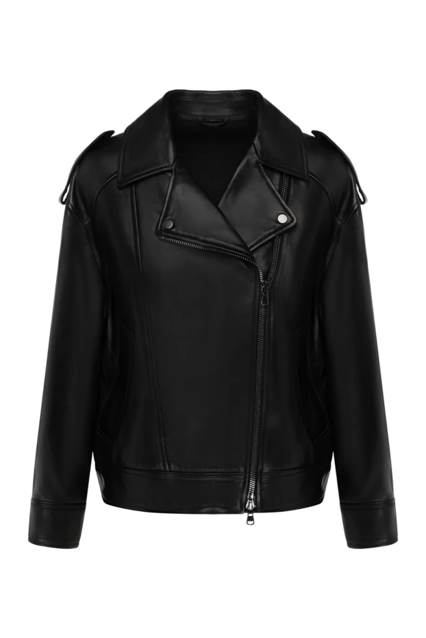 Таза былғарыдан жасалған әйелдер қара күртеше - фото 1