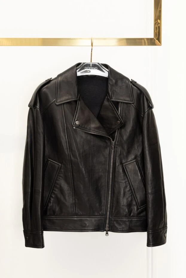 Brunello Cucinelli куртка женская черная из натуральной кожи 180387 - фото 3