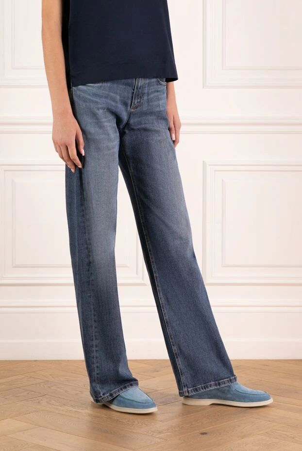 Brunello Cucinelli джинсы женские синие из хлопка и эластана. 180389 - фото 3