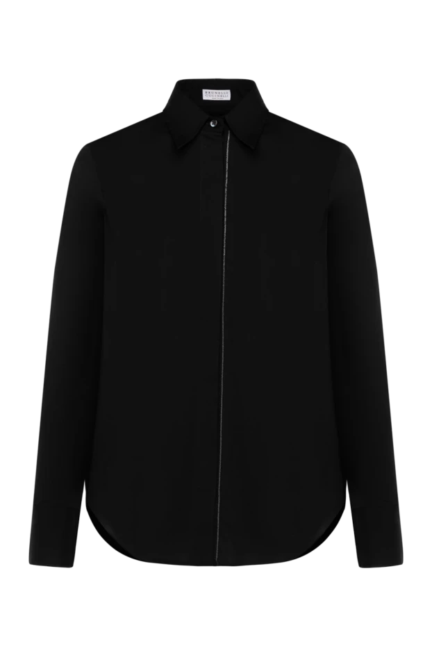 Черная женская рубашка с отложным воротником и длинными рукавами
- фото 1