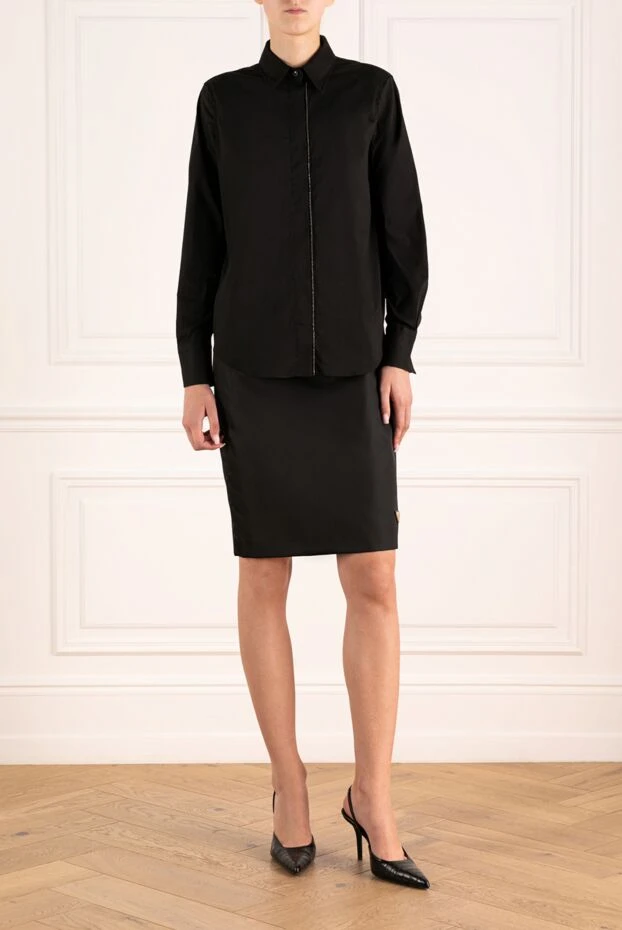 Черная женская рубашка с отложным воротником и длинными рукавами
- фото 2