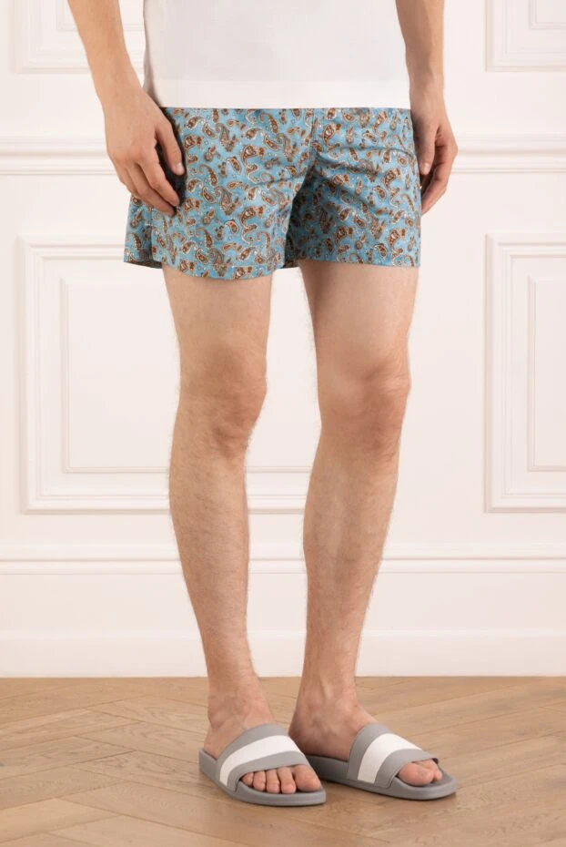 Isaia пляжные шорты с принтом пейсли и белым шнуром
 180413 - фото 3