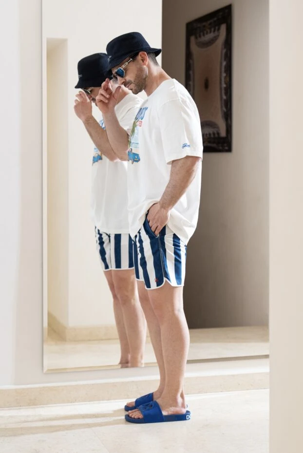 Isaia шорты пляжные мужские синие в полоску 180416 - фото 2