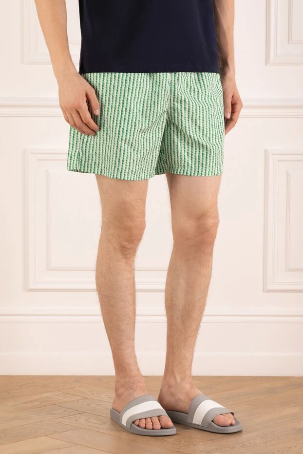 Isaia шорты пляжные мужские зеленые в полоску 180417 - фото 3