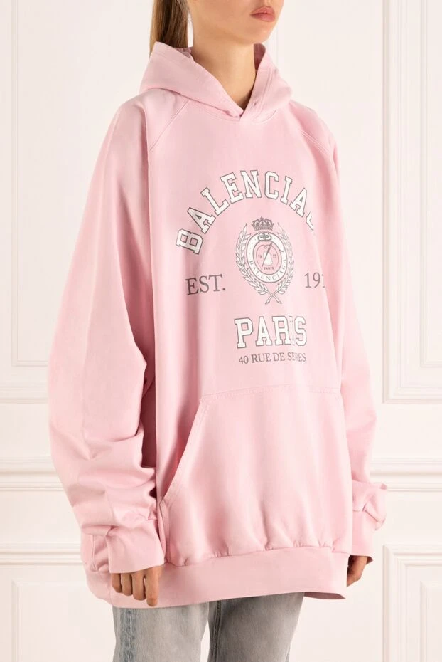 Balenciaga woman women's pink hoodie with logo 180456 - photo 3