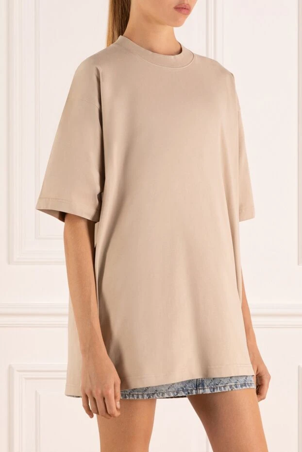 Balenciaga футболка бежевая из хлопка женская 180457 - фото 3