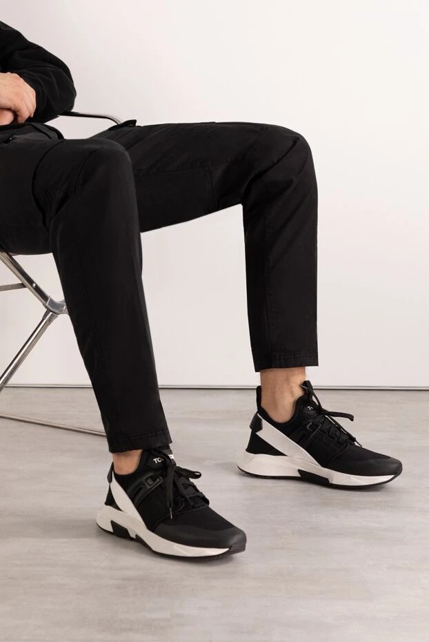 Tom Ford man men's black sneakers made of textile and suede купить с ценами и фото 180491 - photo 2