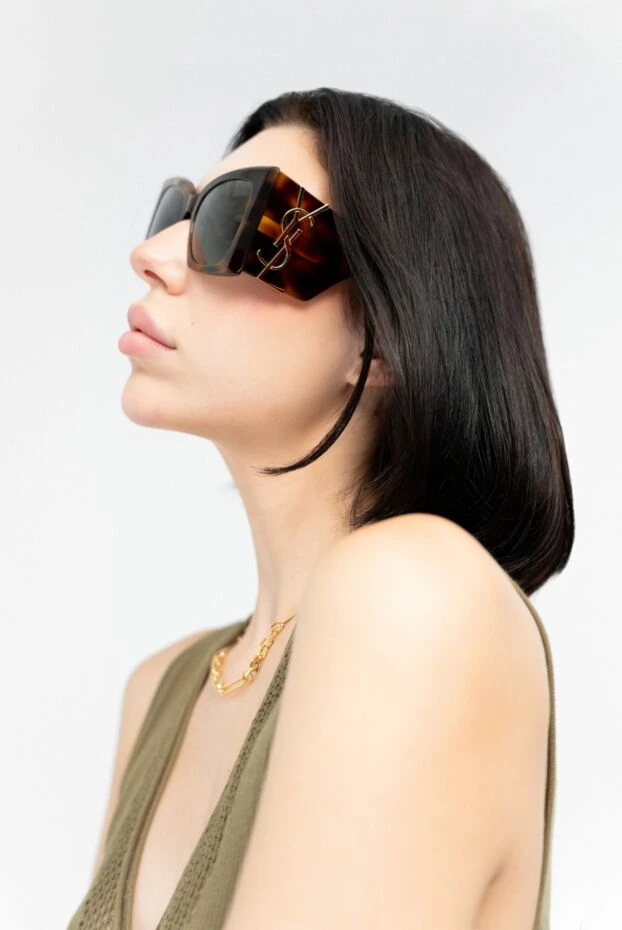 Saint Laurent пластмассадан жасалған әйелдер көзілдірігі, қоңыр түсті 180509 - фото 2