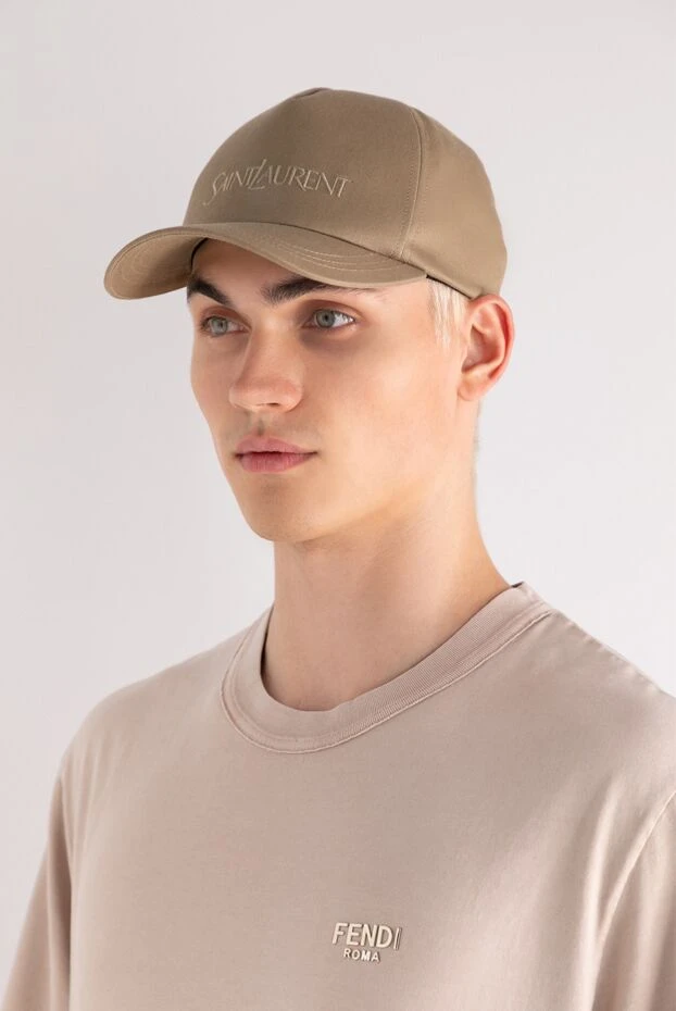 Saint Laurent man men's beige cotton cap купить с ценами и фото 180518 - photo 2