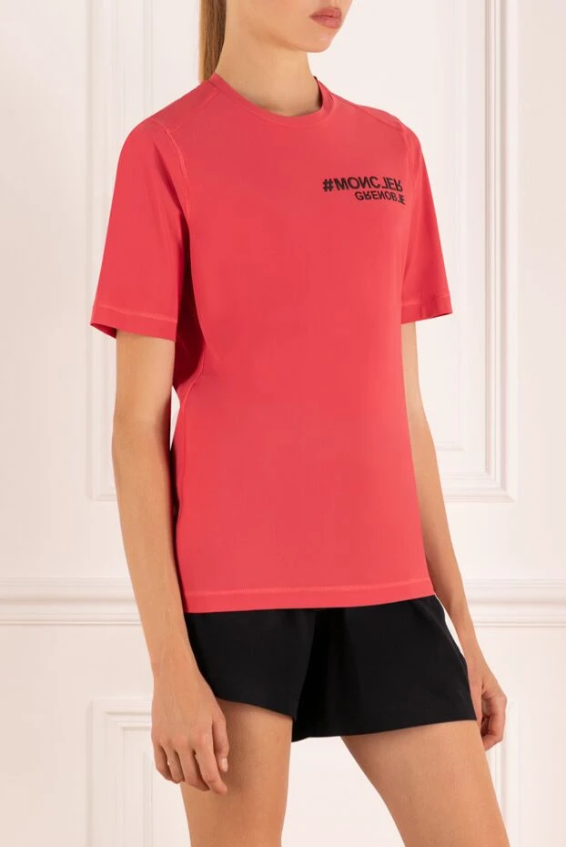 Moncler футболка красная женская с логотипом 180530 - фото 3