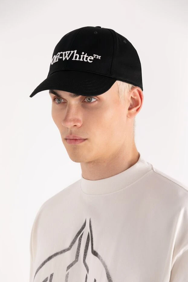 Off-White Ерлердікі ерлерге арналған қара мақта қалпақ купить с ценами и фото 180540 - фото 2