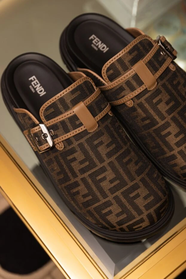 Fendi brown men's slippers with logo 180563 - photo 2
