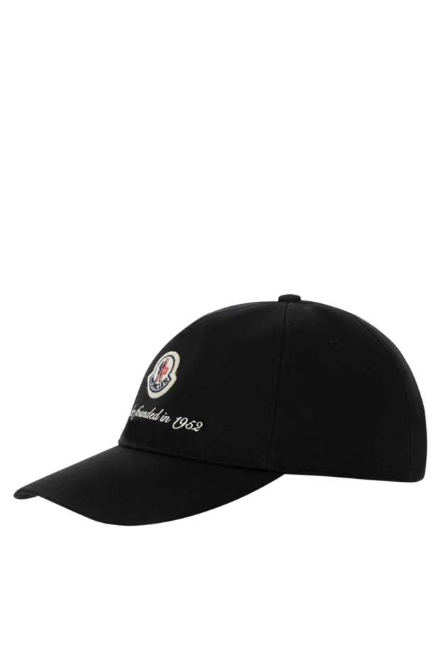 Moncler men's black cap with a round patch and text sewn on.
 180590 - photo 3
