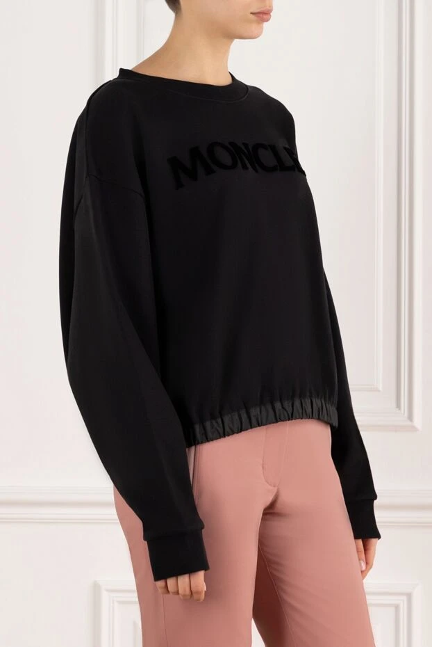 Moncler свитшот женский черный с логотипом 180592 - фото 3