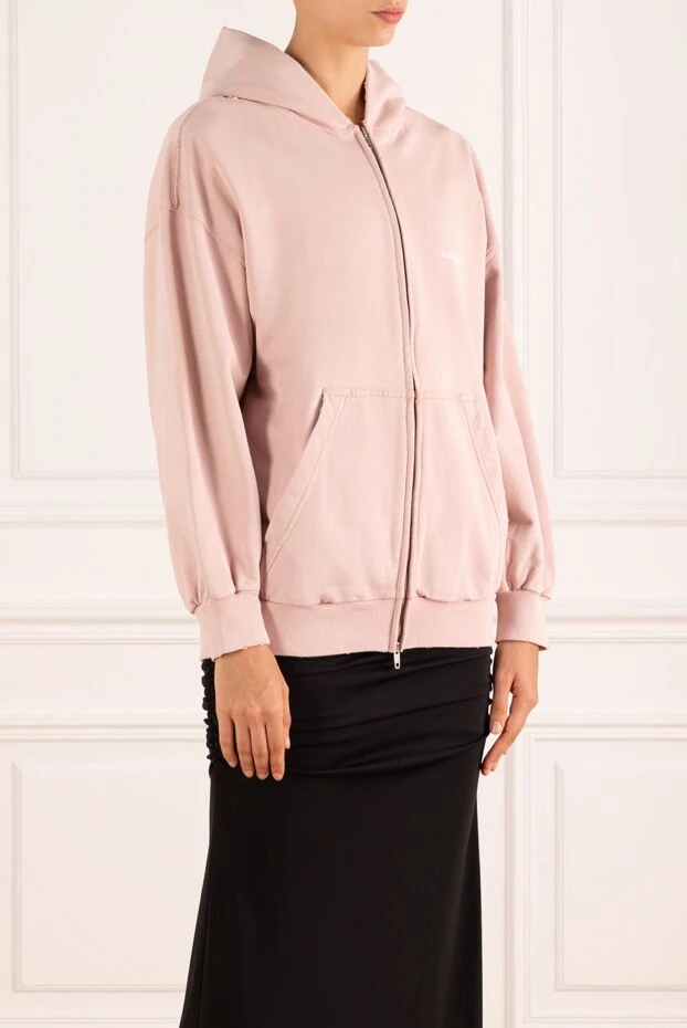 Balenciaga кардиган розовый женский из хлопка с логотипом 180606 - фото 3