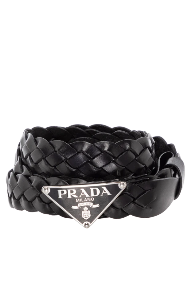 Prada woman women's black braided belt made of genuine leather купить с ценами и фото 180623 - photo 1