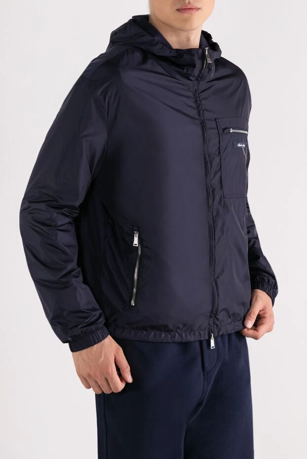 Fendi куртка с капюшоном мужская синяя 180640 - фото 3