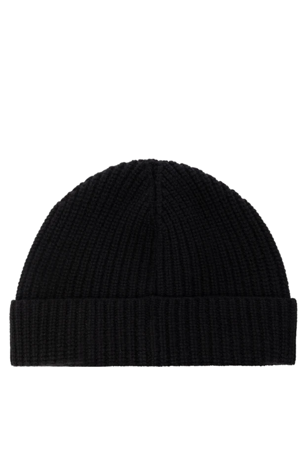 Valentino шапка мужская черная с золотым логотипом из кашемира 180668 - фото 3