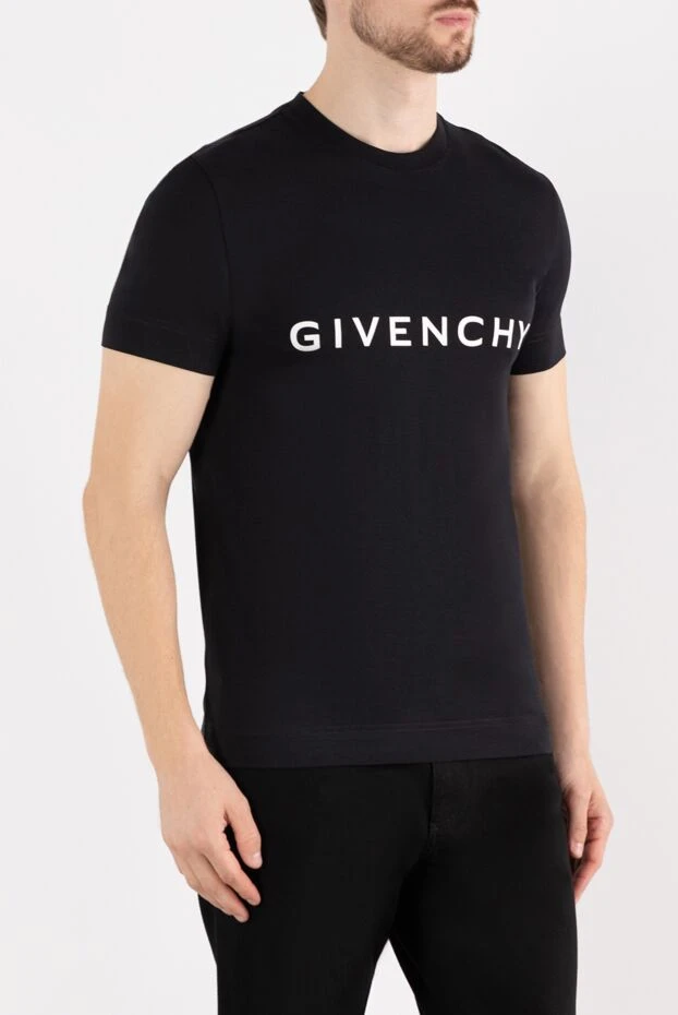 Givenchy men's black t-shirt made of thick cotton with a contrasting logo
 180686 - photo 3