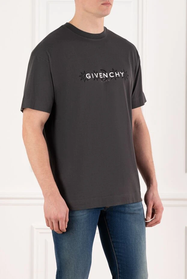 Givenchy gray men's cotton t-shirt with logo 180688 - photo 3