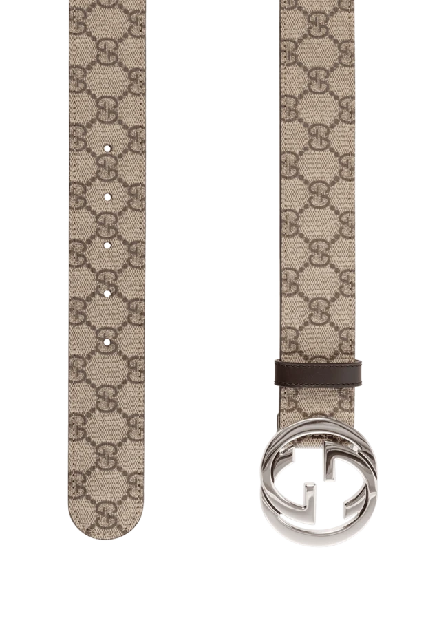 Gucci мужской ремень из кожи с монограммным узором и металлической пряжкой 180704 - фото 3