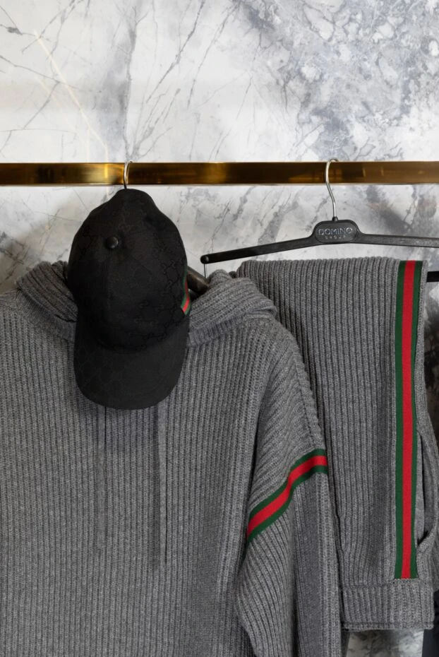 Gucci костюм прогулочный мужской серый в рубчик 180709 - фото 2