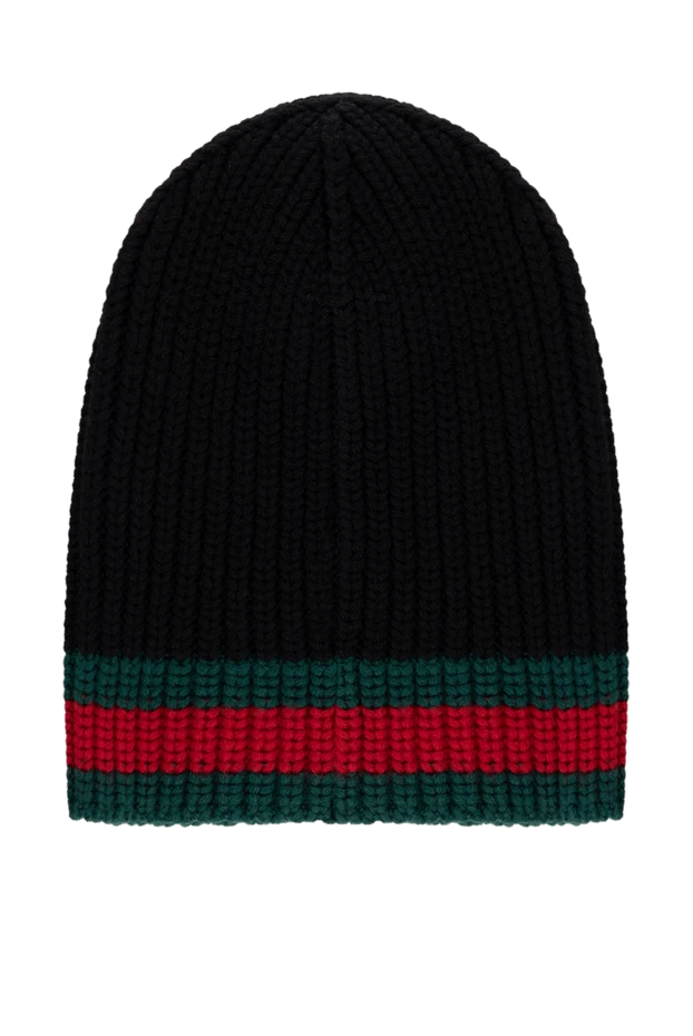 Gucci шапка мужская черная в рубчик шерстяная 180714 - фото 3