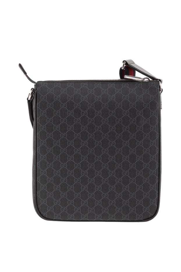 Контраст бауы бар ерлерге арналған қара GG кенеп сөмкесі - фото 1