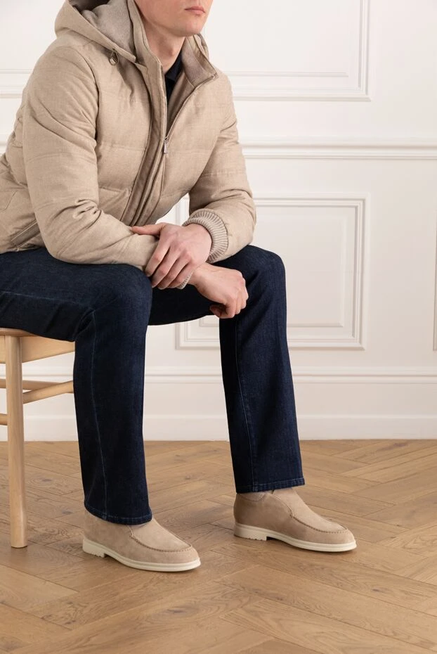 Loro Piana лоферы мужские бежевые из нубука. 180746 - фото 2