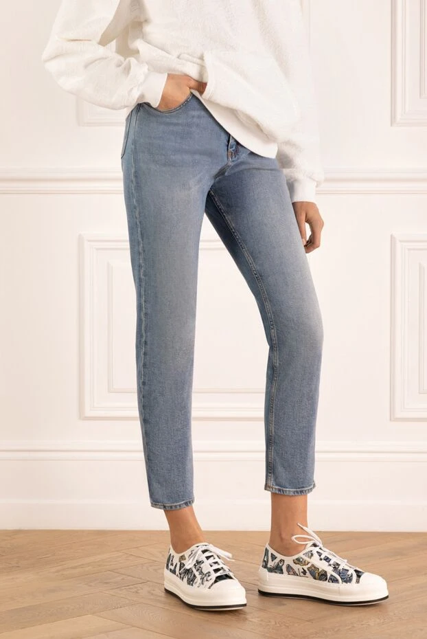 Balmain прямые джинсы женские голубые с классическим кроем
 180756 - фото 3