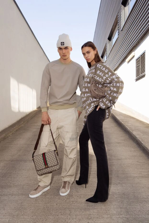 Stone Island шапка мужская шерстяная бежевая в рубчик 180776 - фото 2