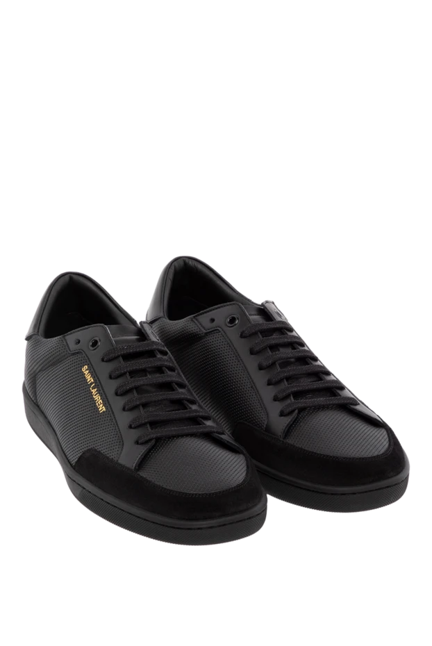 Saint Laurent man men's leather sneakers made of perforated leather, black 180780 - photo 3