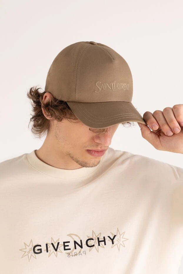 Saint Laurent man men's beige cap made of cotton and linen купить с ценами и фото 180781 - photo 2