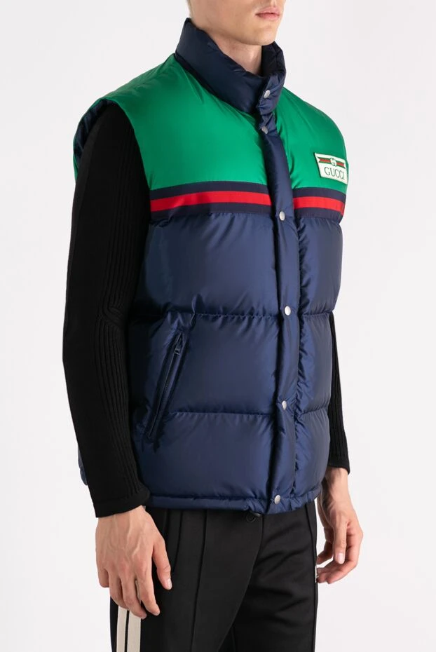 Gucci жилет мужской дутый сине-зеленый 180811 - фото 3