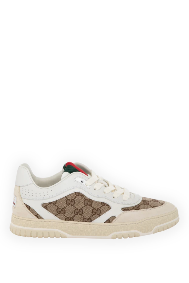 Gucci woman women's sneakers, beige, made of cotton and leather купить с ценами и фото 180815 - photo 1