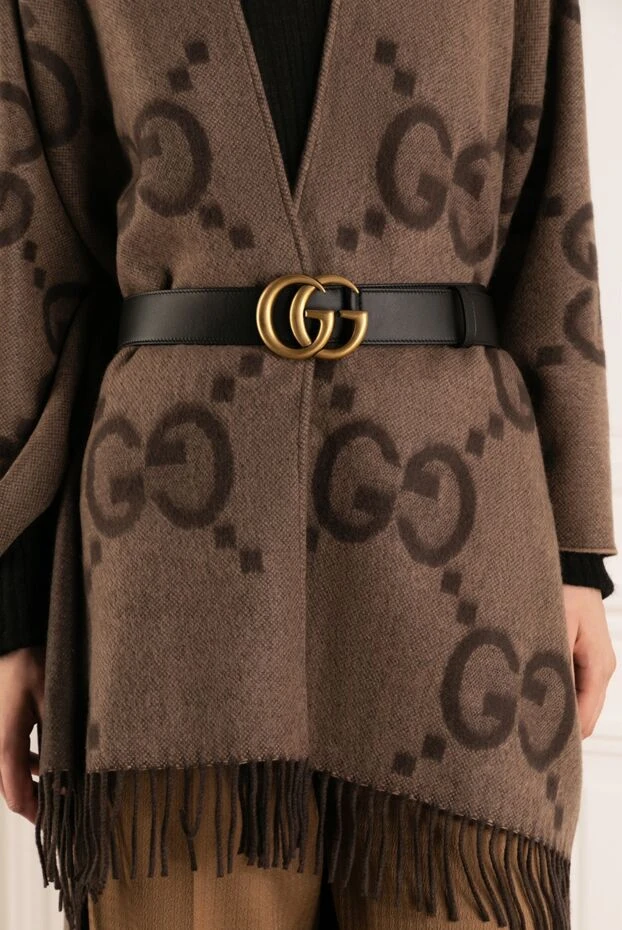 Gucci Әйелдер нағыз былғарыдан жасалған қара түсті алтын ілгегі бар әйелдер белбеуі купить с ценами и фото 180833 - фото 2