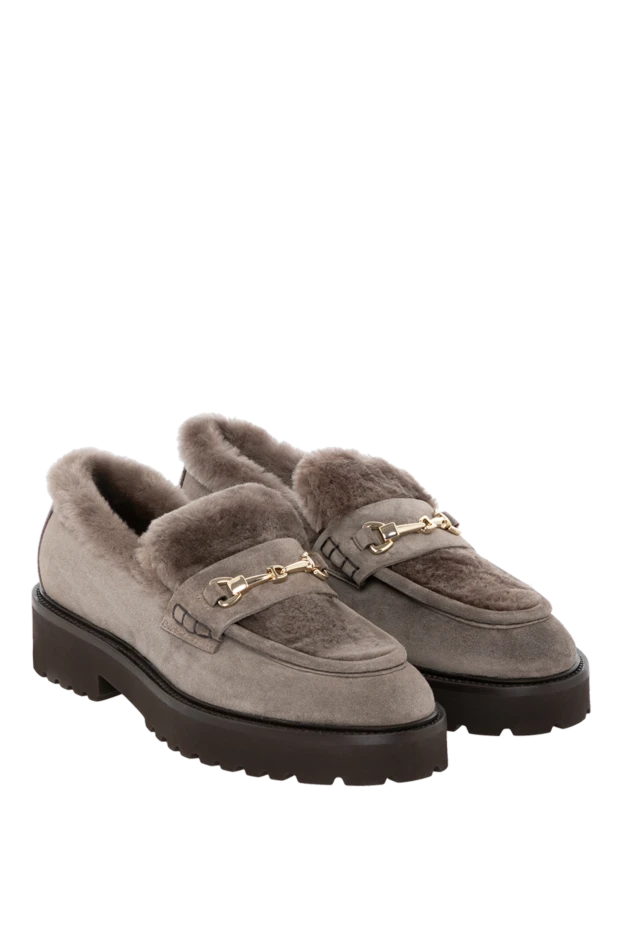 Doucal`s лоферы женские замшевые серые с мехом 180851 - фото 3