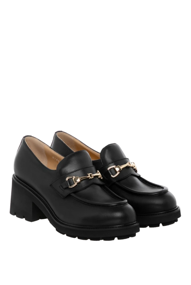 Doucal`s женские кожаные лоферы с золотистой пряжкой и тракторной подошвой 180852 - фото 3