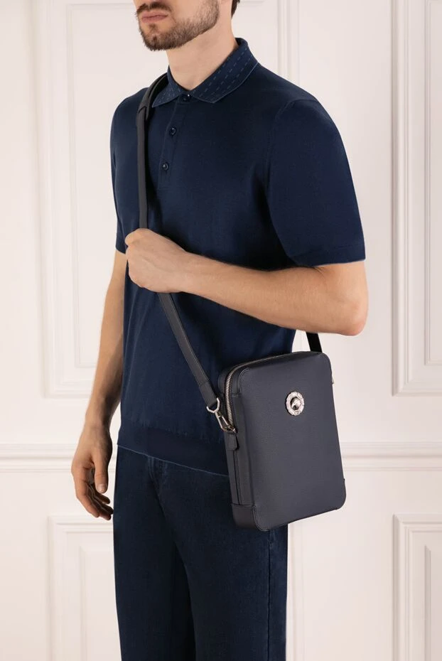 Stefano Ricci men's blue calfskin crossbody bag 180884 - photo 2